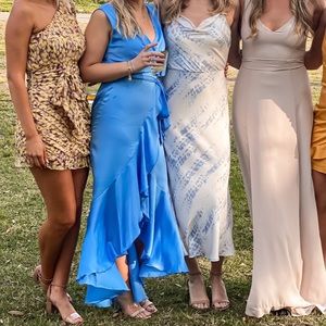 Flounce dress silky blue